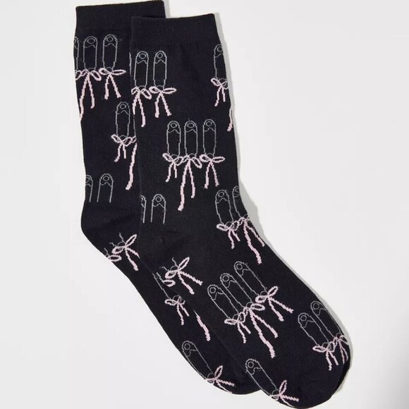 NWT Urban Outfitters Ballet Slipper Black Crew Socks - Picture 5 of 5